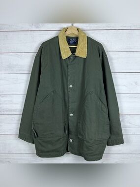 Nautica Vintage 90s Chore Barn Jacket Field Utility Canvas Mens Large Green